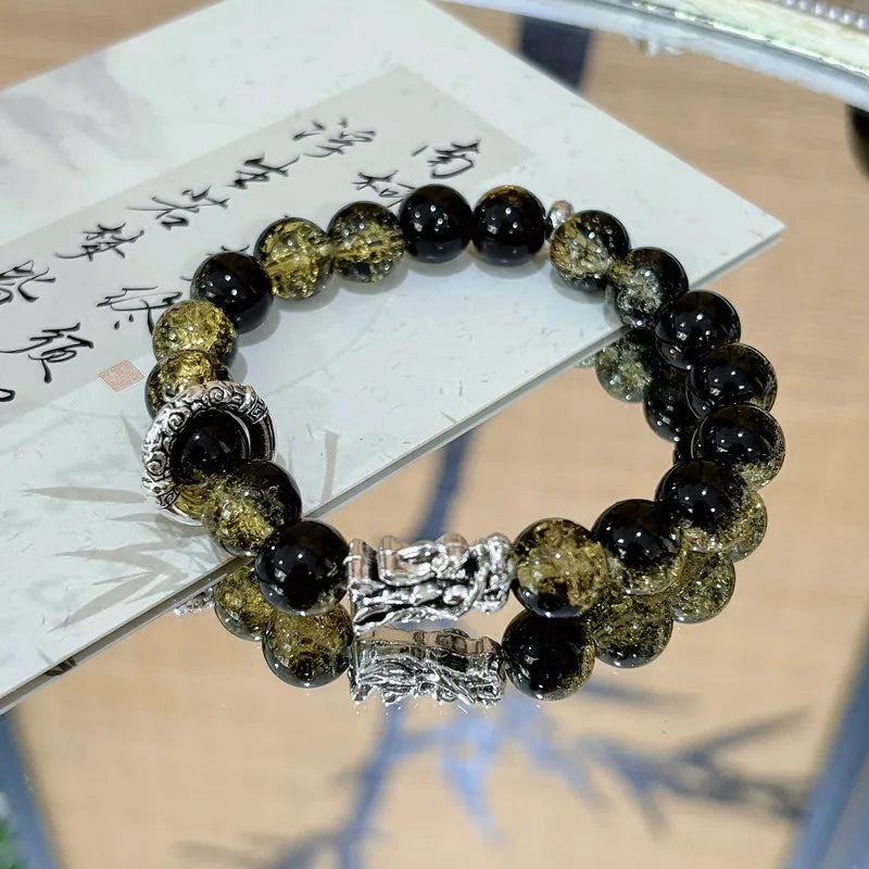 Dragon Head Fortune-Attracting Design Starry Sky Bracelet Complexion-Enhancing Glass Bracelet for Men and Women