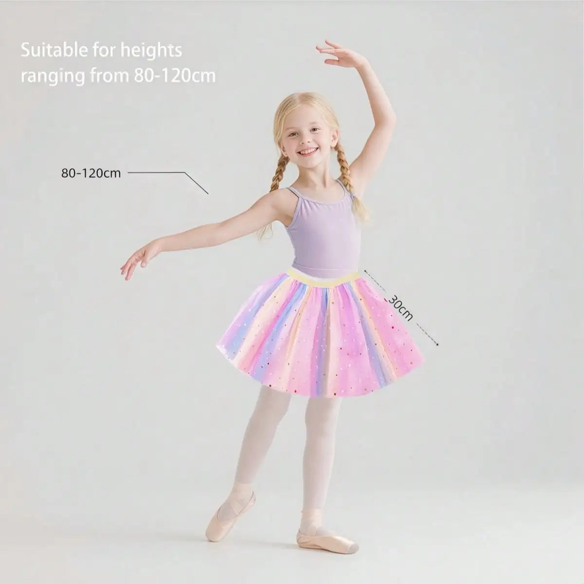 Girls Tulle Tutu Skirt with Star & Snowflake Print, 3-6 Years, Multi-Color Party Skirt