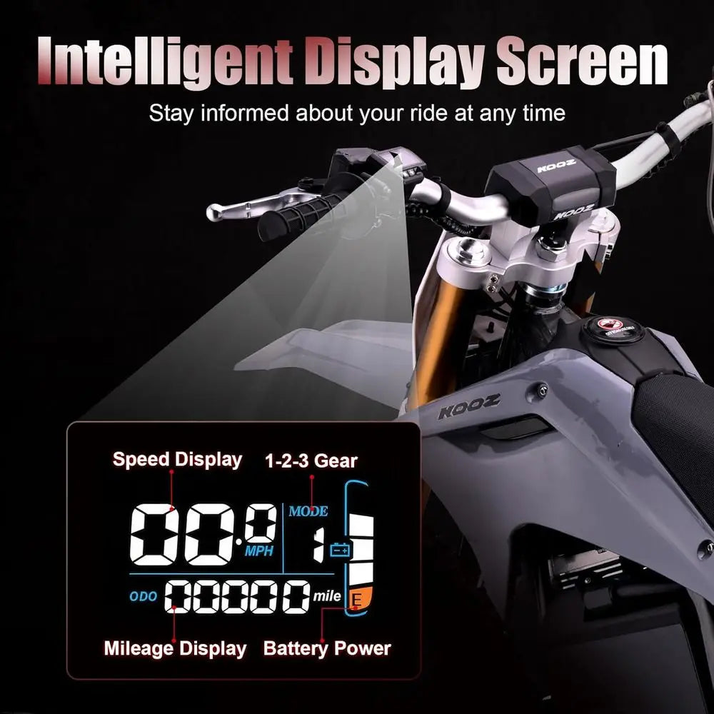 KOOZ 72V 8000W Electric Dirt Bike or Adult,HP131E-L Electric-Motorcycle with 35AH Lithium Battery,Top Speed 56 MPH with 19"/16"