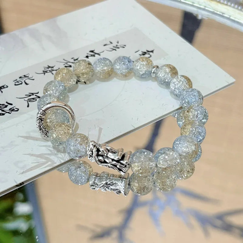 Dragon Head Fortune-Attracting Design Starry Sky Bracelet Complexion-Enhancing Glass Bracelet for Men and Women