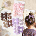 12pcs/set Girl Bow Hair Clips Butterfly Hairpins Star Clip Cute Bowknot  Barrettes Texture Decoration Gift Baby Hair Accessories