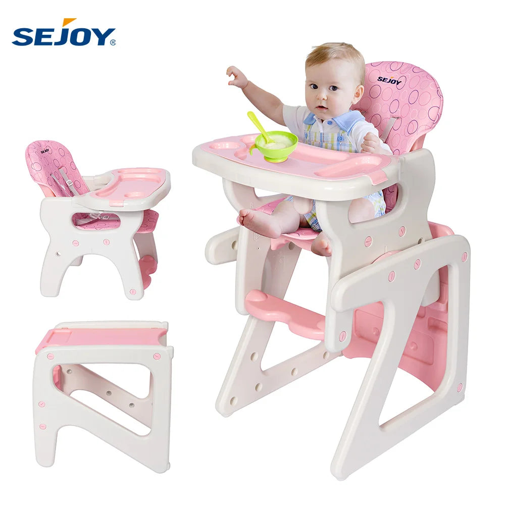 High Chair, Adjustable Baby Eating Chair for Babies and Toddlers, Convertible Baby Seat for 6 Months to 3 Years Highchairs