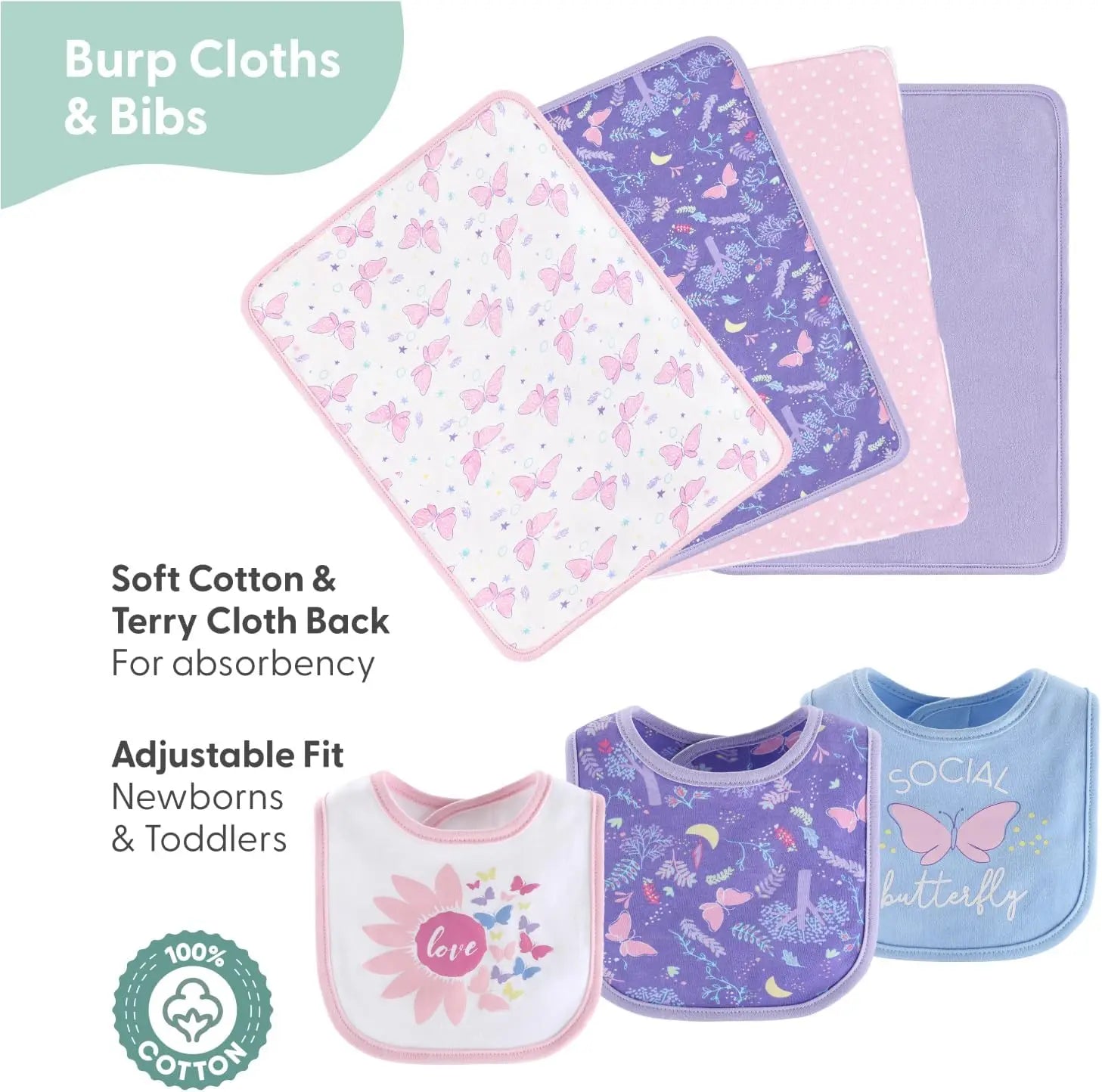 Baby Gift Set for Girls, Newborn Girl Gift Sets, Baby Clothes & Essentials, Purple Butterfly