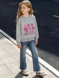 Kids Crew Neck Sweatshirt JUST A GIRL WHO LOVES HER DADDY Text With Pink Flower Star Graphic White Pullover For Girls