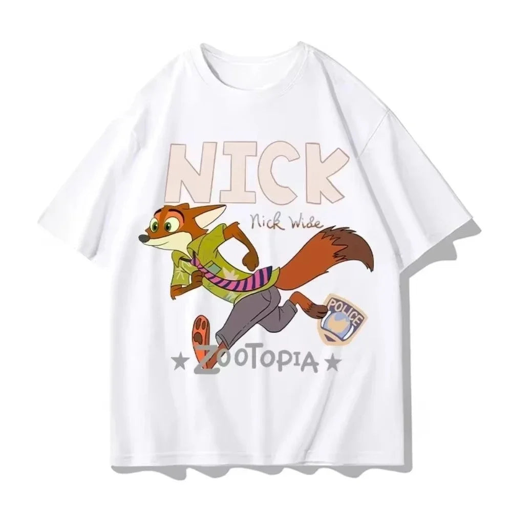 Disney Summer New Zootopia Judy Hopps Officer Rabbit Comic Book Patterns Disney Cartoon Fashion 3D T-Shirt Y2k Mens Clothing