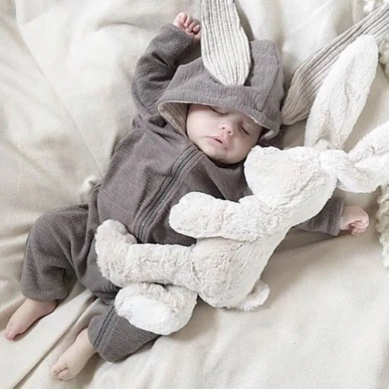Baby Rompers Boys Girls Newborn 0 to 3 6 9 12 18 Months Boutique Cotton Long Sleeve Rabbit Ear Infant Onesie Spring Fall Clothes