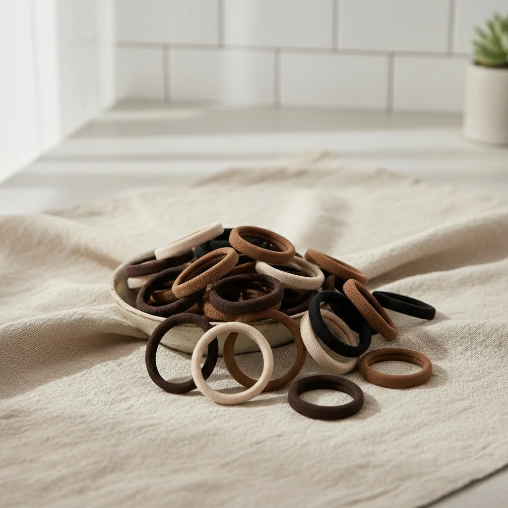 Daily Commute 50pcs Neutral Tone Hair Ties - Seamless High Elasticity Nylon, No Snag & No Crease