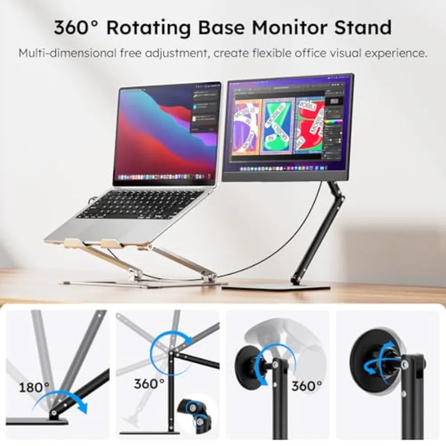 Portable Monitor, 15.6" FHD 1080P IPS Travel Monitor for Laptop, Foldable Magnetic and Carry Case Included, USB-C Screen Extend