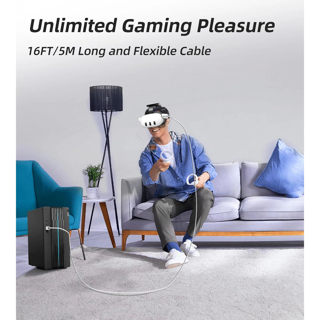 TRANSNOVO VR Link Cable 16ft Compatible with Meta Quest 3/3S Accessories For Quest 2/3/3S/Quest Pro/Pico 4