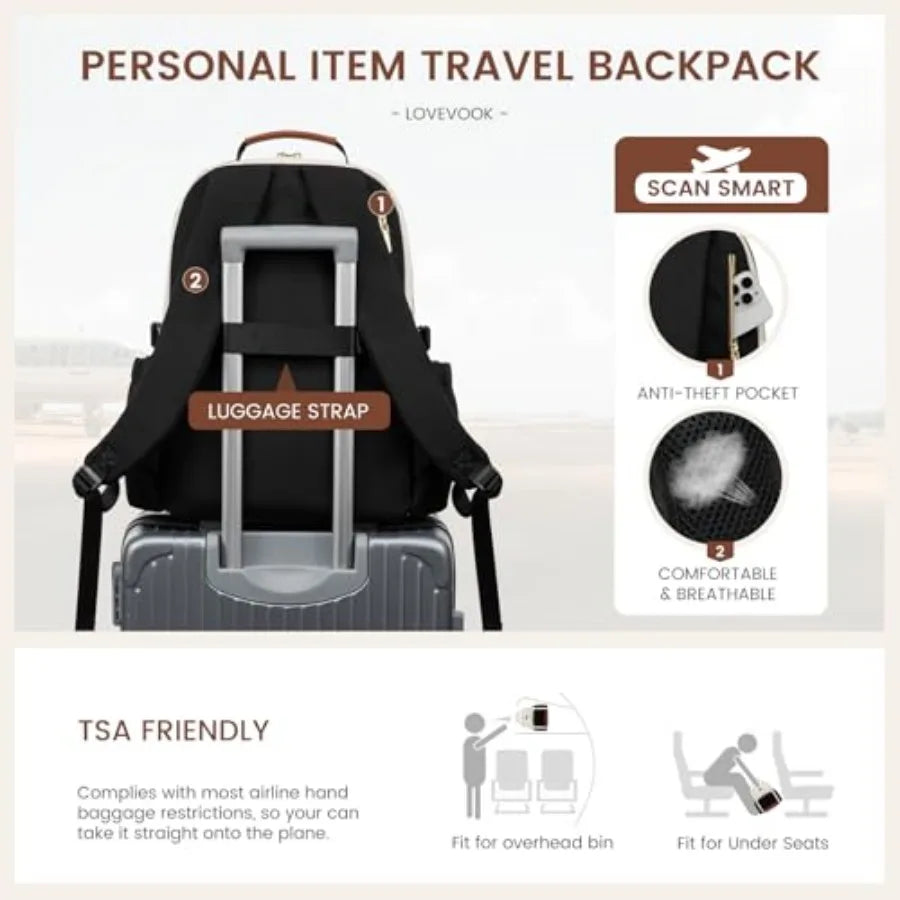 Laptop Backpack for Women with Pouch Pocket for Large Capacity Cup, 17 Inch Teacher Nurse College Work Travel Backpack Purse, W