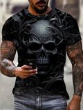 Men's 3D Printed Horror Skull Graphic T-Shirt - Regular Fit Casual Street Style,