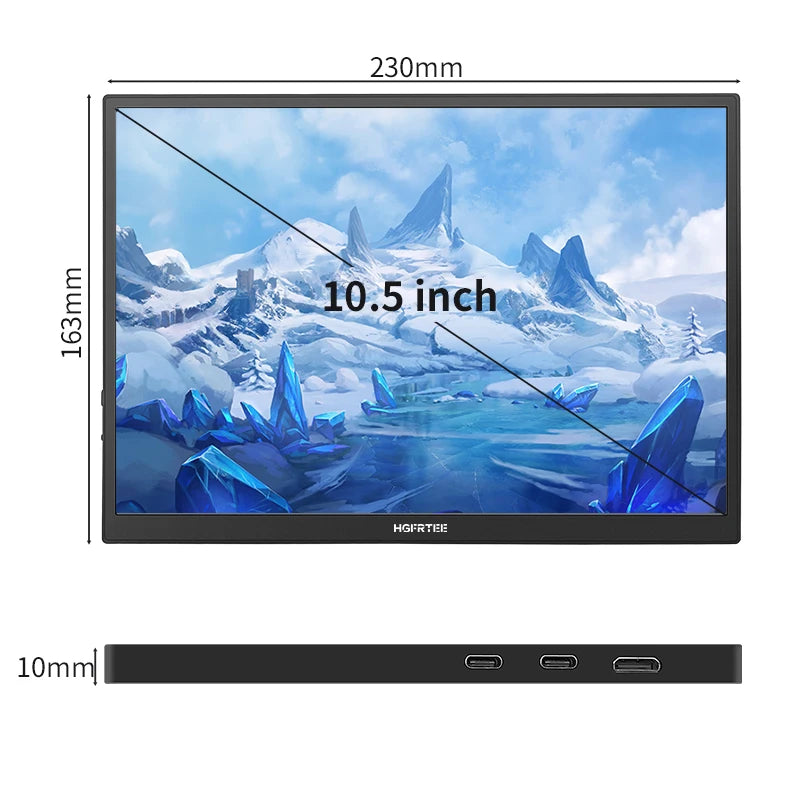 10.5 inch Portable Monitor 420Cd/m ² FHD 1280P 100% SRGB Laptop Second Screen For Mac Xbox PS4/5 Switch