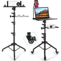 Adjustable Laptop Tripod Stand on Wheels with Phone Holder, Portable Projector Floor Stand 25.9 to 51.8 Inch