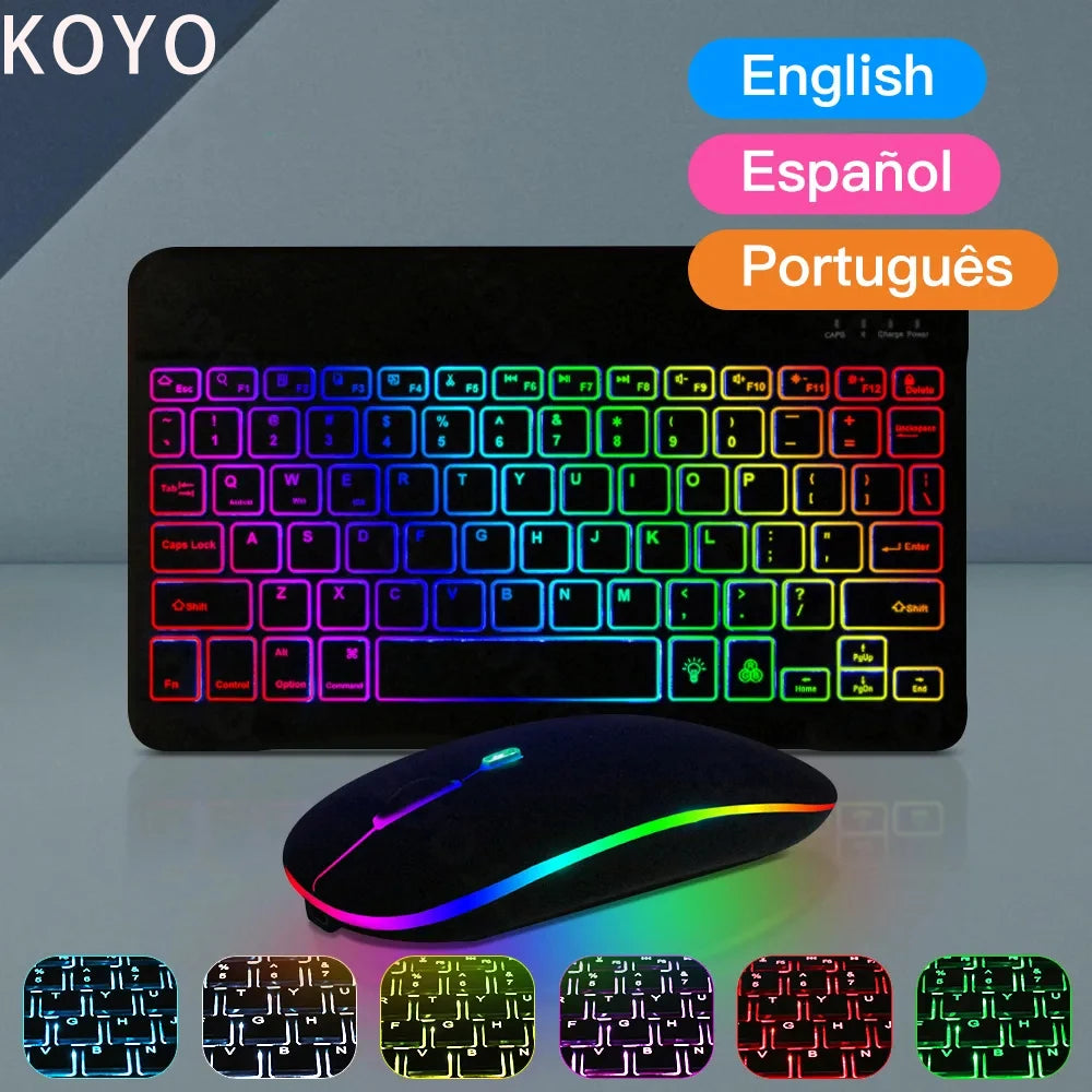 10 inch RGB Backlit Rechargeable  Bluetooth Keyboard Wireless Keyboard Bluetooth Mini Keyboard