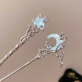 Romantic Moonstone Star Moon Hair Stick Metal Branch Hairpin Hair Fork Style Hair Accessories for Girls Hair Jewelry