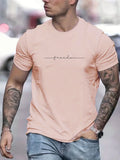 Men's Summer Loose Size 100% Cotton Freedom Graph Print Casual Slim Fit Round Neck T-shirt
