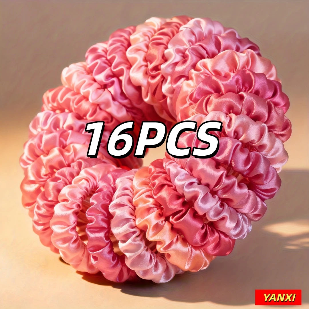 1/6/16/32/50/100pcs bulk satin scrunchies elegant pink small 6.5cm headwear hair ties accessories casual cute
