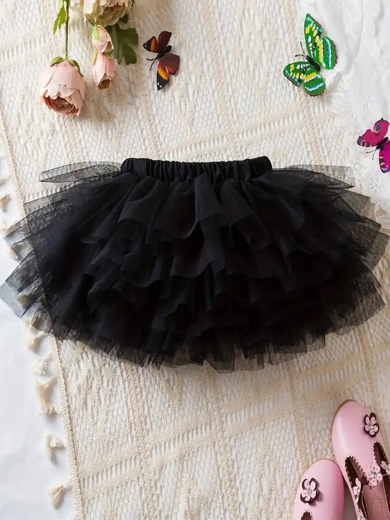 Lilac Layered Tulle Tutu Skirt for Girls, Sweet Ruffled Design