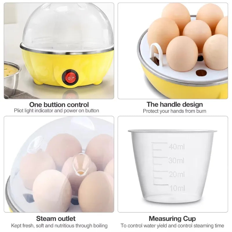 Mini Electric Egg Steamer – One-Touch Operation, Auto Power-Off, Compact for Small Kitchens & Travel