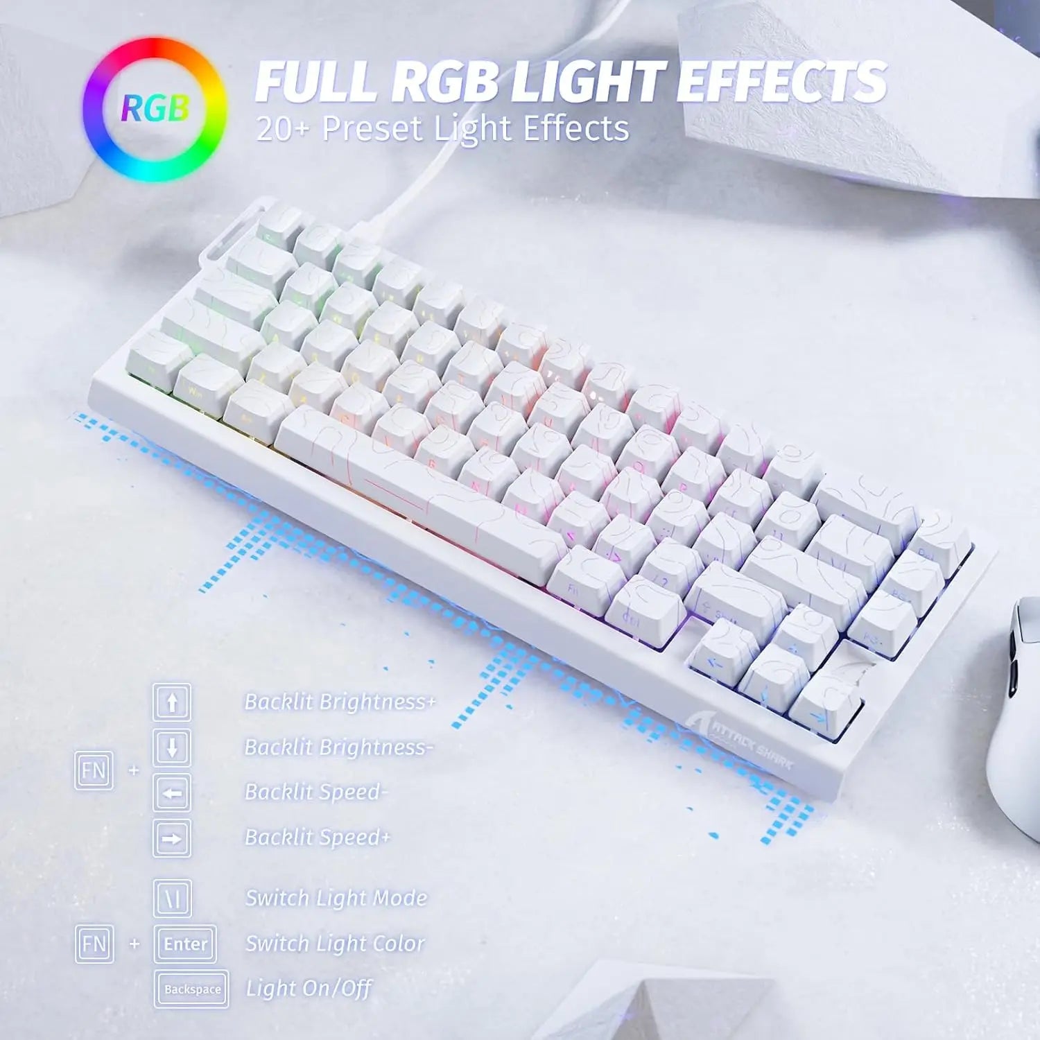 Rapid Trigger Mechanical Gaming Keyboard 60% Wired with Adjustable Effect Magnetic Switch,8KH