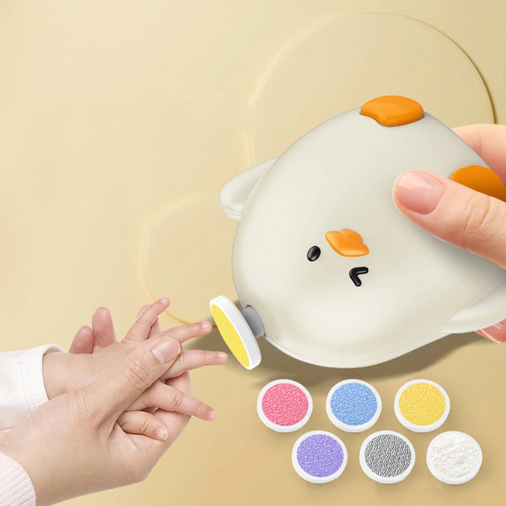 Cute chicken shape Electric Baby Nail Trimmer with 6 Replacement Grinding Heads Portable Electric Nail Clippers Baby Nail Care