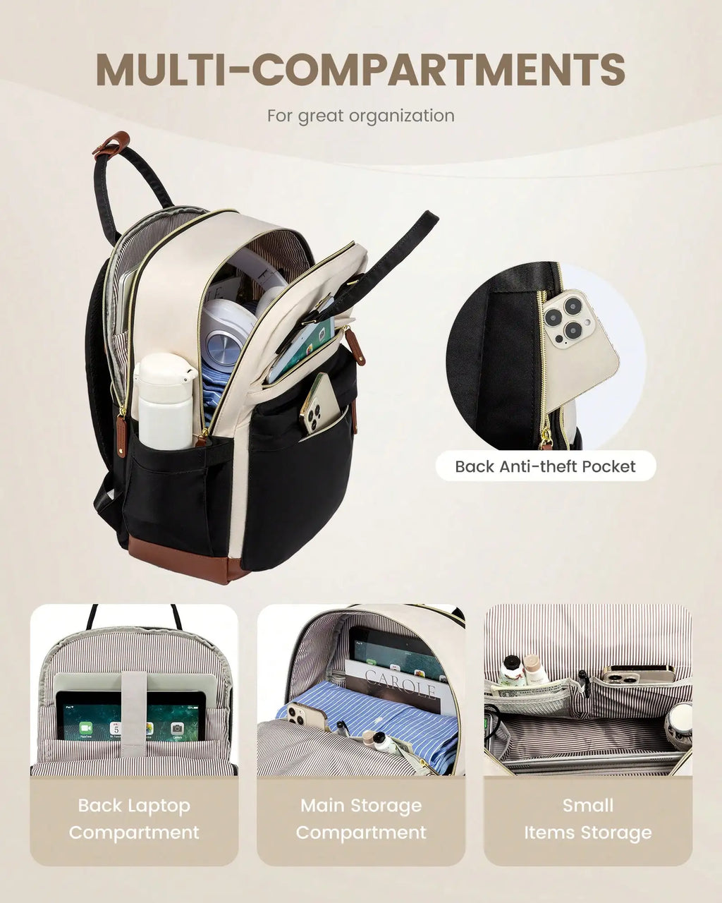 Travel Laptop Backpack Women, 15.6 Inch Anti-Theft Laptop Bag ,
Fashion Computer Backpacks Teacher Nurse Backpack Purse For College School Work