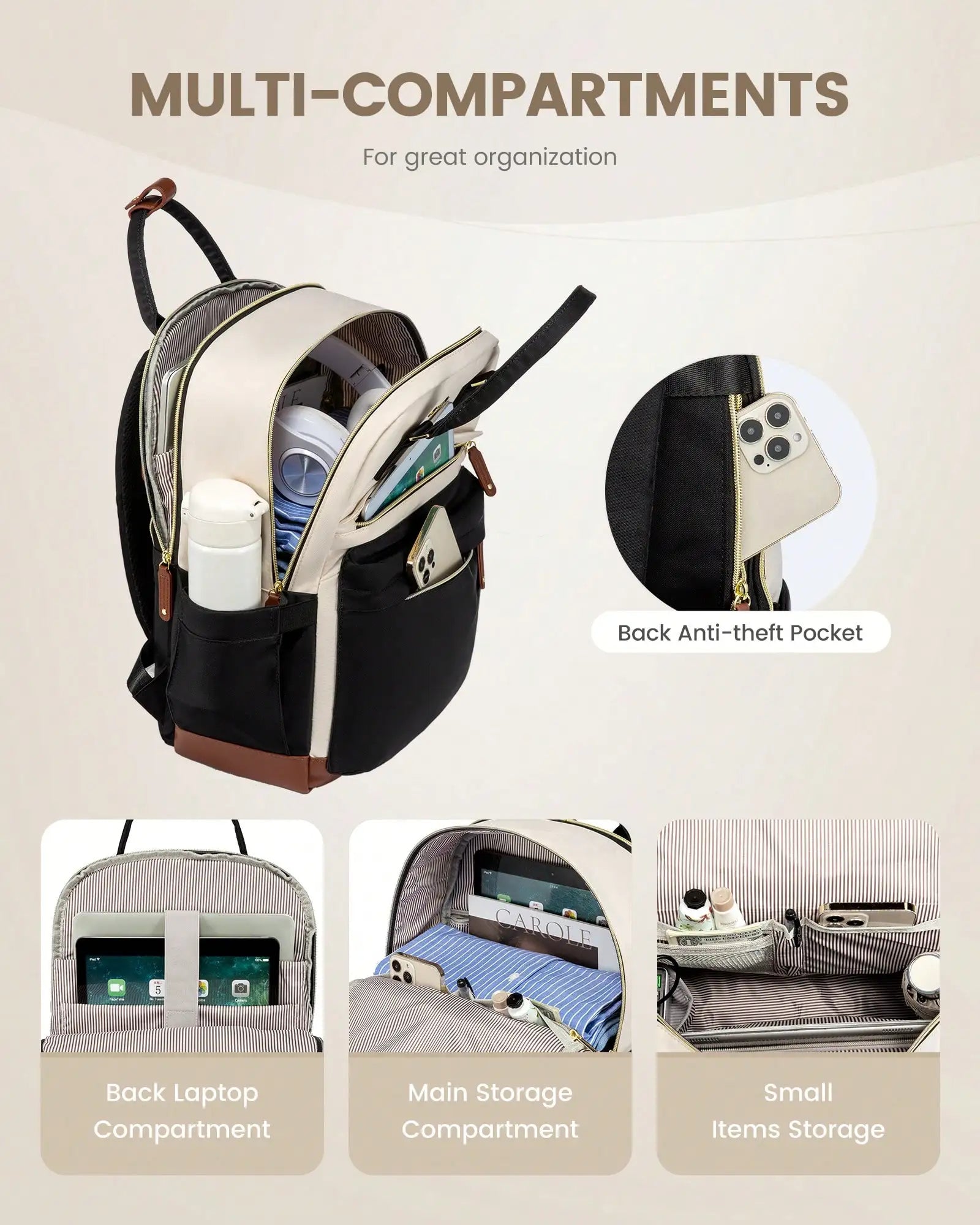 Travel Laptop Backpack Women, 15.6 Inch Anti-Theft Laptop Bag ,
Fashion Computer Backpacks Teacher Nurse Backpack Purse For College School Work