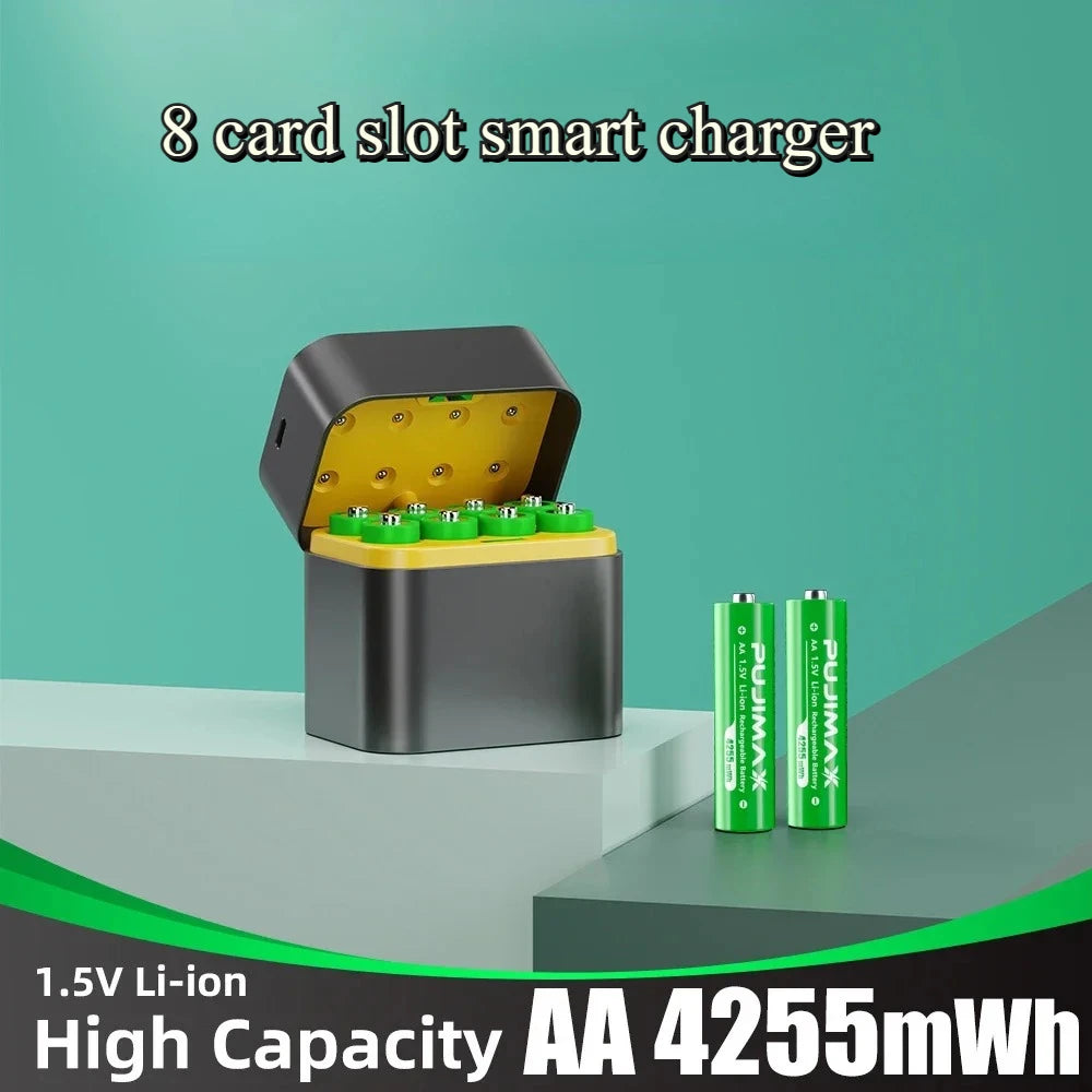 8-Slot 1.5V AA/AAA Lithium Battery LED Light Display Charger Lntelligent Storage Charging Integrated Lithium Battery Charger