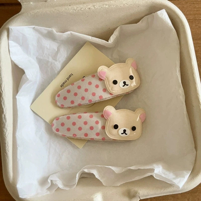Side Clip Cartoon Cute Wave Point BB Hair Clip Lazy Bear Angel Winged Versatile Hairpin Birthday Gifts