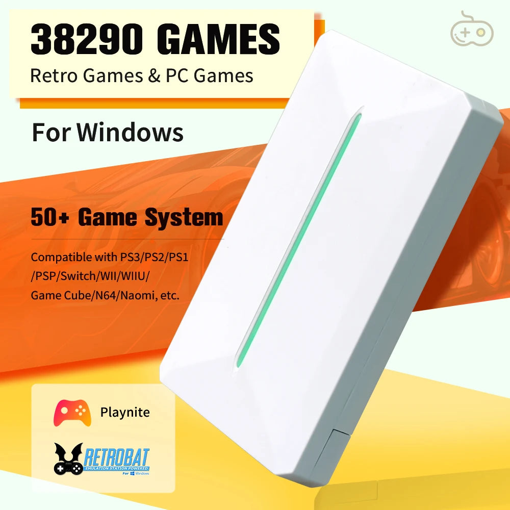 Retro Gaming External Hard Disk For PC Retro bat + Playnite 500GB Emulation Drive With 38000 Games For PS3/PS2/Switch/WIIU/N64