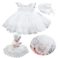 Newborn Baby Girls Princess Dress Infant Lace Crochet Tulle Dress O Neck Ruffled Sleeve Bubble Skirt Little Girl Ruffle Dress