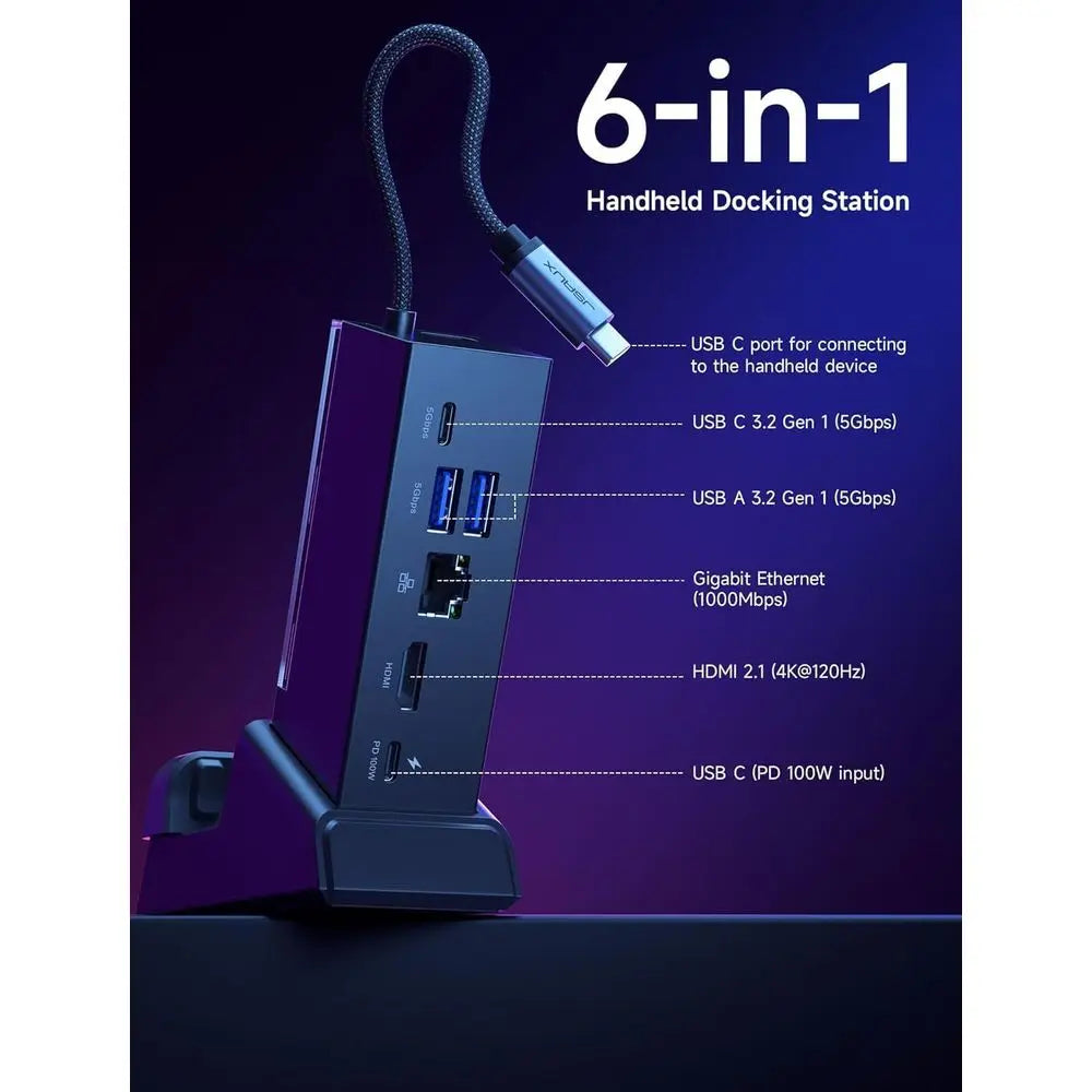Portable Gaming Station with 100W Charging, 4K@120Hz HDMI, USB Ports - Multi-Function Dock
