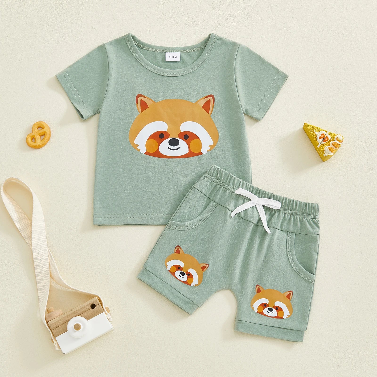 Cute Toddler Boy Summer Outfits Fox Print Short Sleeve Round Neck T Shirt and Shorts 2 Pcs Set for Playtime Fun