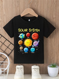 Youngsters' Solar System Planet Encyclopedia Print Tee Educational Space-Themed T-Shirt for Boys and Girls