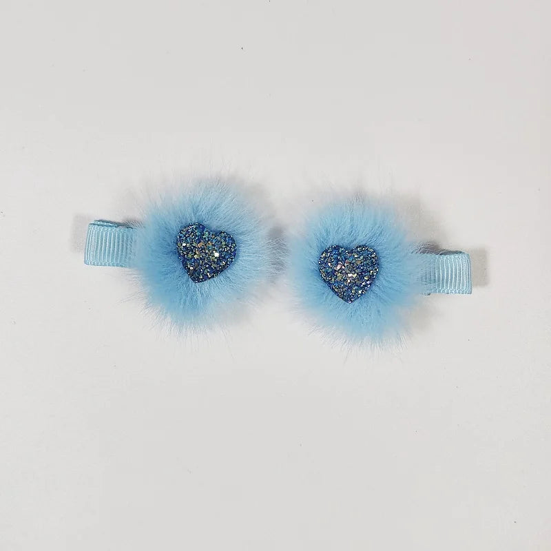 Girls Hairpins with Small Lovely Soft Fur Pompom Mini Ball Gripper Hairball Pom Hairclips Children Hair Clip Hair Accessories
