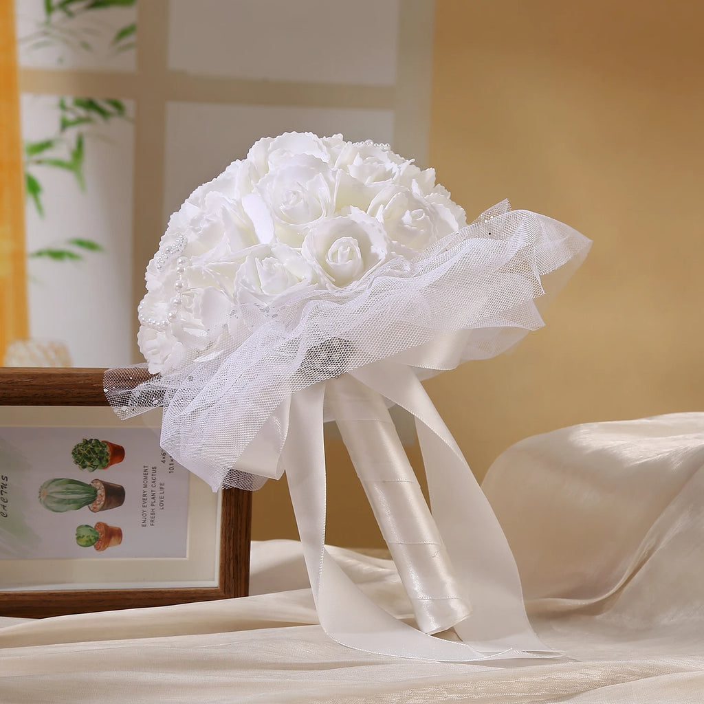 1pc bouquet of artificial hand bouquets, love, beautiful creative pearl design, suitable for the weddings