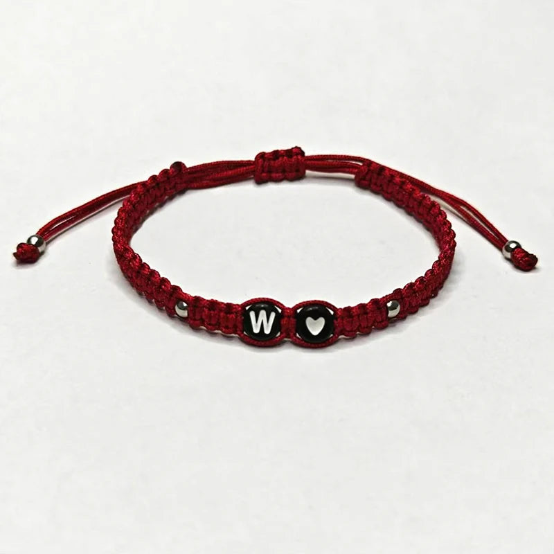 26 Alphabet Initials Heart Bracelet Jewelry Handmade Collapsible A-Z Name Braided Bracelet Women Men Friendship Couple Gift