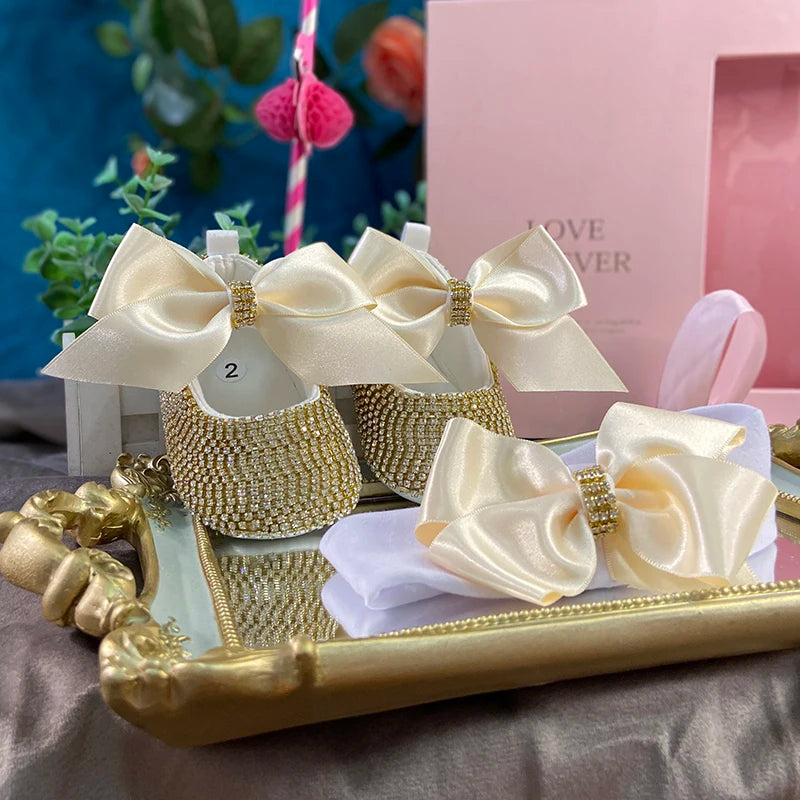Dollbling Baby Diamonds and Pearls Custom Baby Girl Pearl Rhinestone Birthday Baptism Fancy Shoes Baby Shower Easter