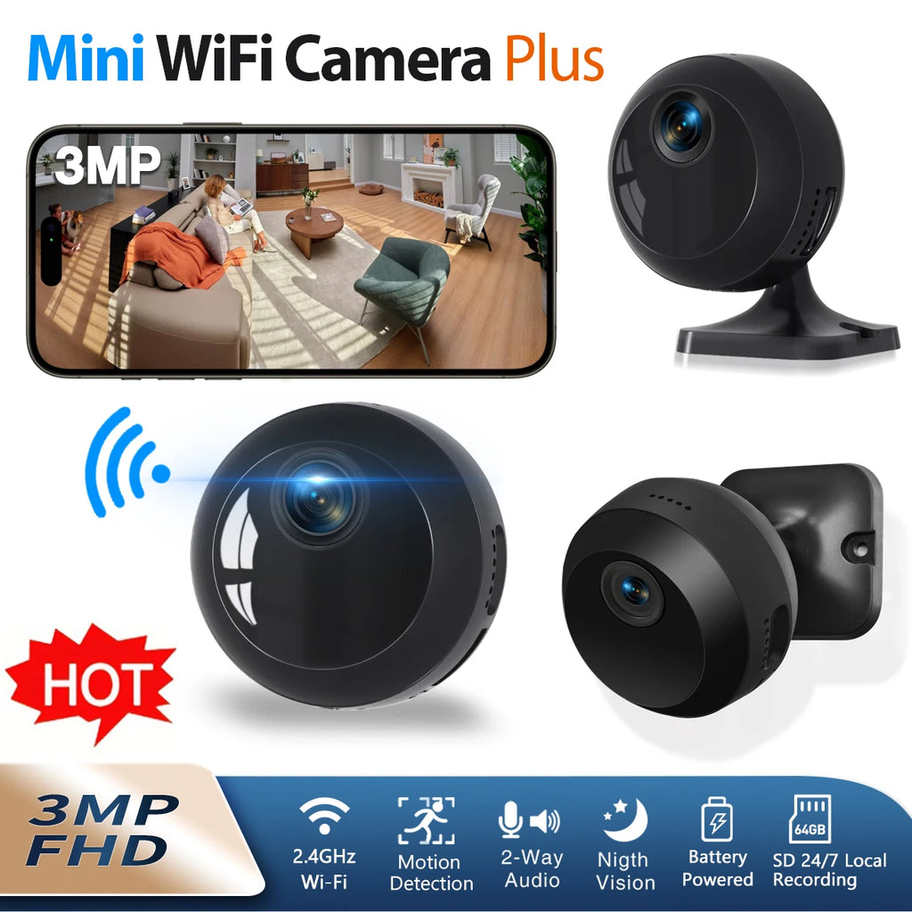 Wi-Fi mini security camera, HD night vision baby monitor, with mobile app,