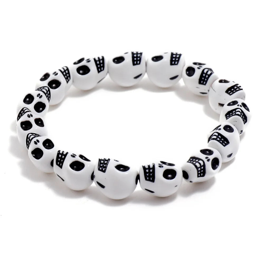 American Style Skull Bracelet for Men and Women, Vintage Ghost Bead Bracelet, Accessories
