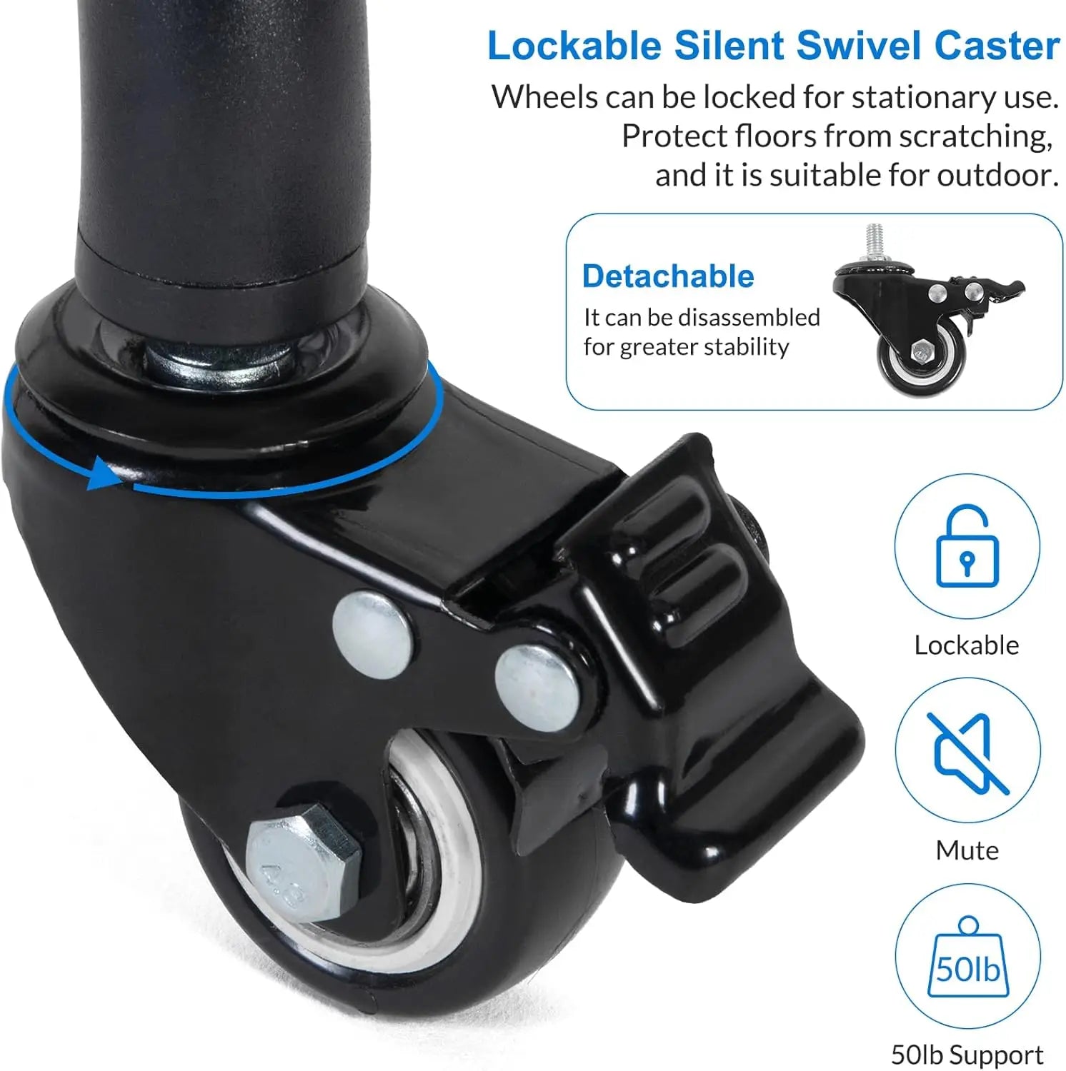 Adjustable Laptop Tripod Stand on Wheels with Phone Holder, Portable Projector Floor Stand 25.9 to 51.8 Inch