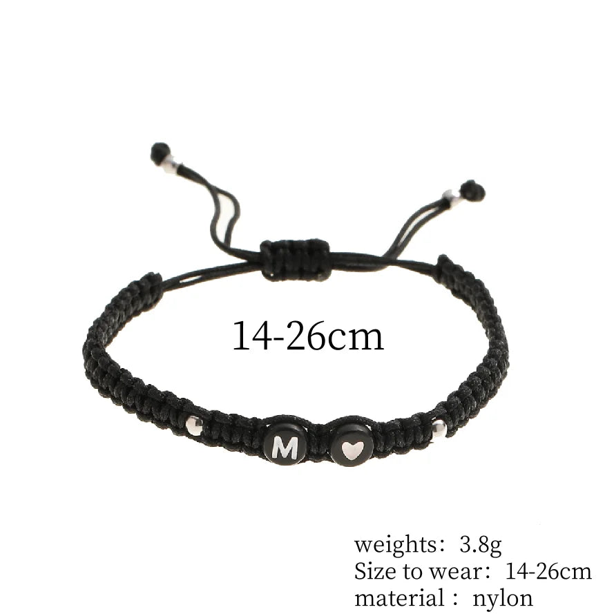 26 Alphabet Initials Heart Bracelet Jewelry Handmade Collapsible A-Z Name Braided Bracelet Women Men Friendship Couple Gift