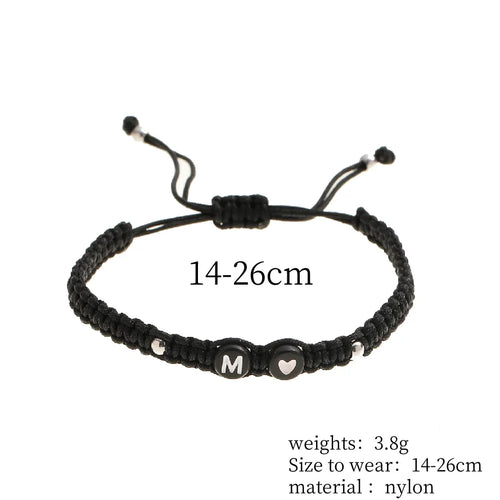26 Alphabet Initials Heart Bracelet Jewelry Handmade Collapsible A-Z Name Braided Bracelet Women Men Friendship Couple Gift