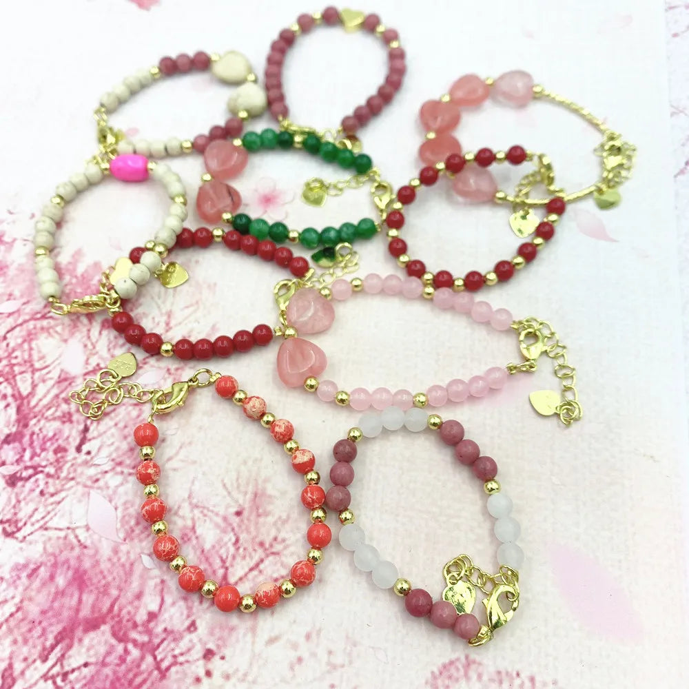 High Quality Natural Stone Bead Bracelet Baby Girls Lobster Clasp Accessories Girls Gift Jewelry Charm