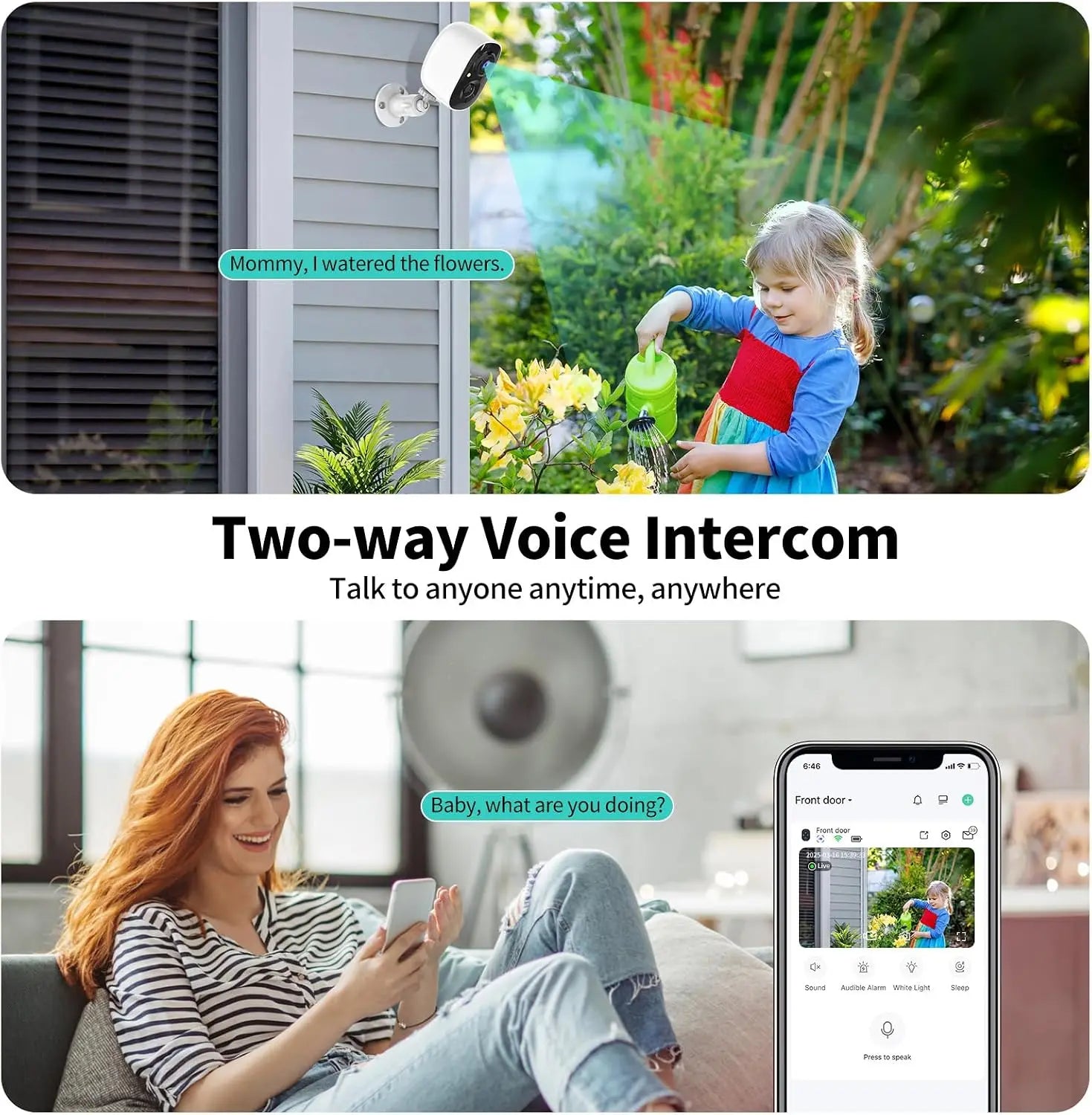 2K UHD Smart Wireless Security Camera for Indoor and Outdoor Use, Battery Powered WiFi Camera with Color Night Vision, Motion Detection, Two Way Audio, Weatherproof Design, Cloud and SD Card Storage for Home Security, Only Co