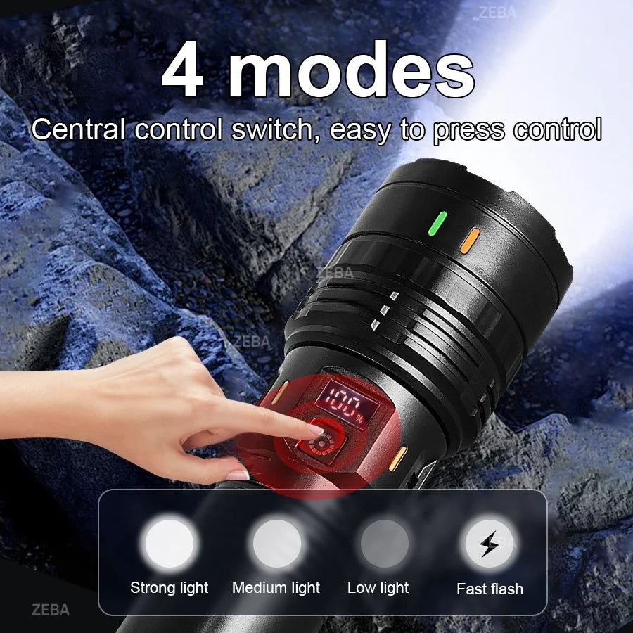 680000LM High Power LED Flashlight Most Powerful Tactical Torch 15000mah Rechargeable Flashlight Outdoor Portable Handheld Lamp
