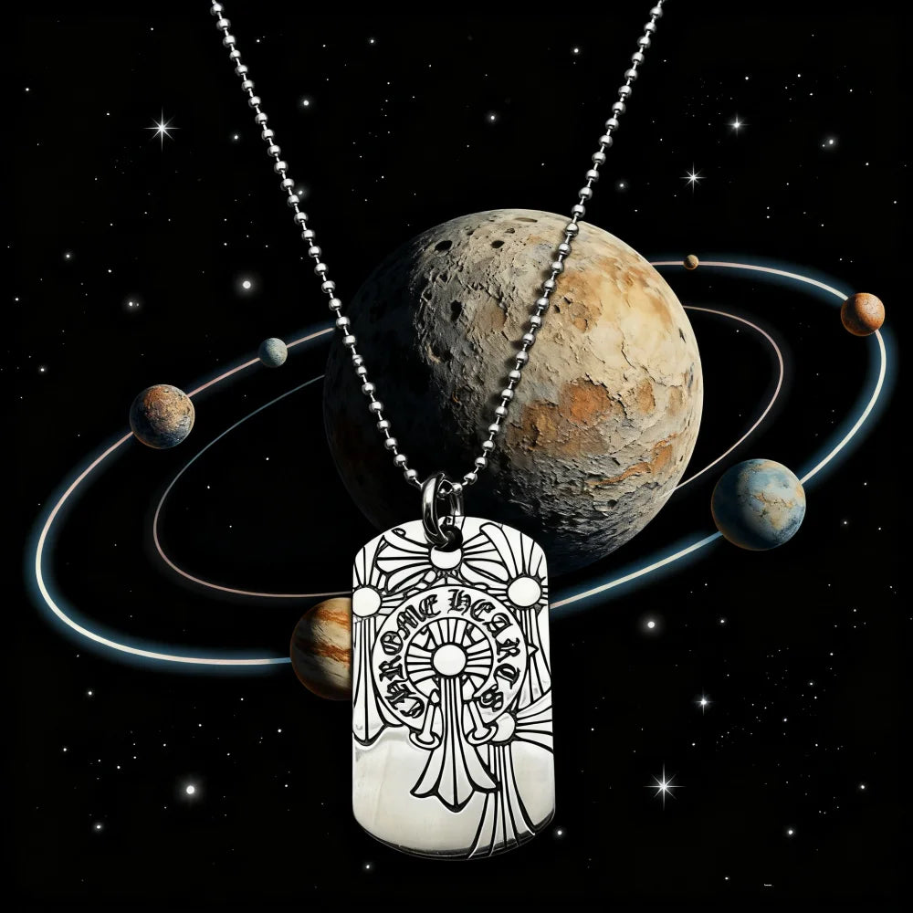 Sterling silver retro old multi-cross tag necklace American men and women