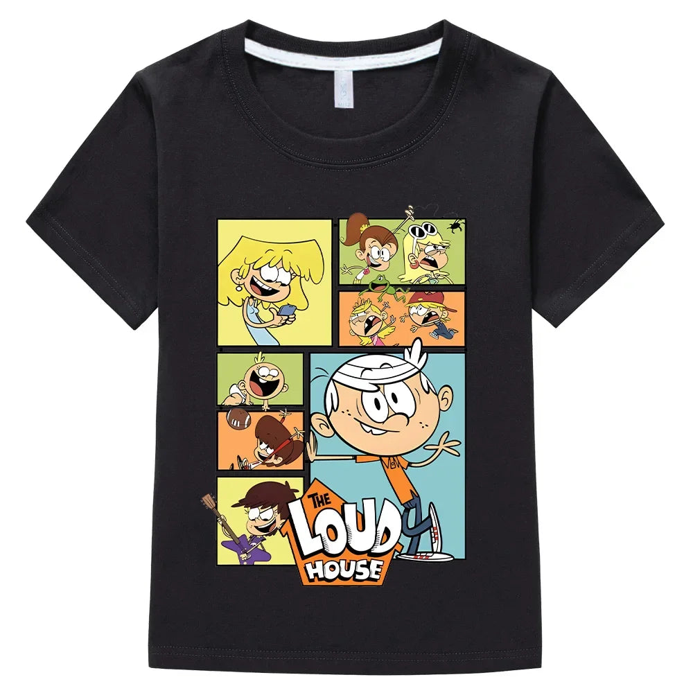 The Loud House Cartoon T-Shirts Kids Crewneck Pure Cotton TShirts Funny Boys Girls Short Sleeve Tees Children Fashion Gift Tops