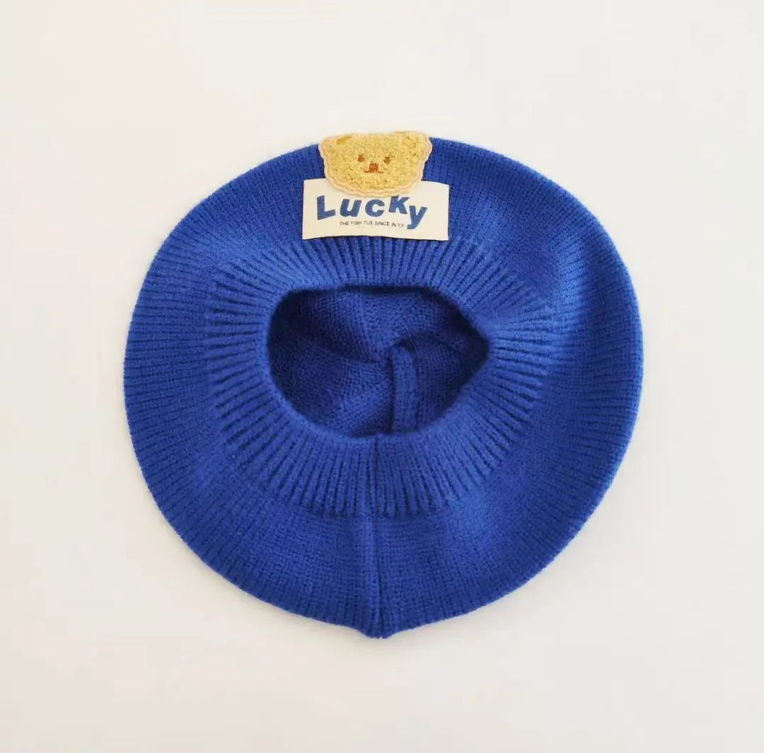 Flower Baby Beret Hat Winter Warm Knitted Beanie Cap for Infant Girls Toddler Princess Artist Solid Color Painter Caps