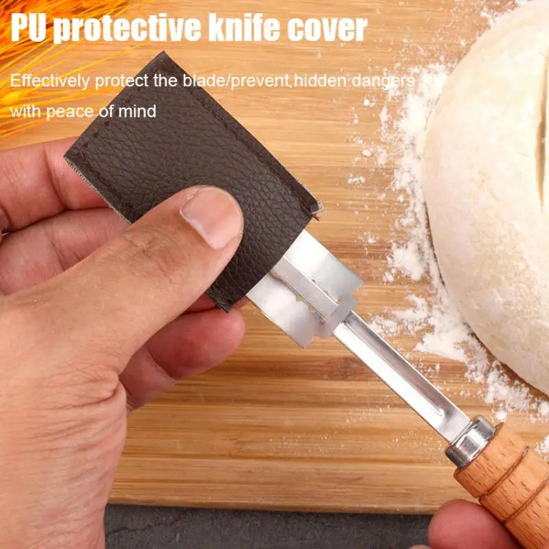 Bread Pastry Cutter with 5 Blades, Toast Curved Bread Knife, Wooden Handle, Baking Accessory, Pastry Spatulas